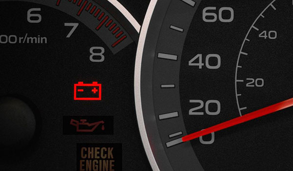 На панели приборов горит лампочка аккумулятора