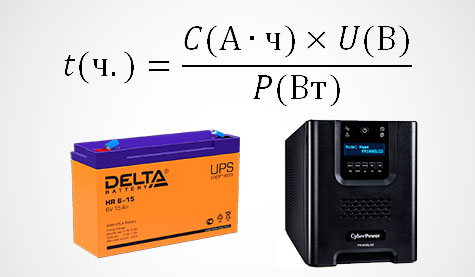 Расчет времени работы ИБП от аккумуляторов